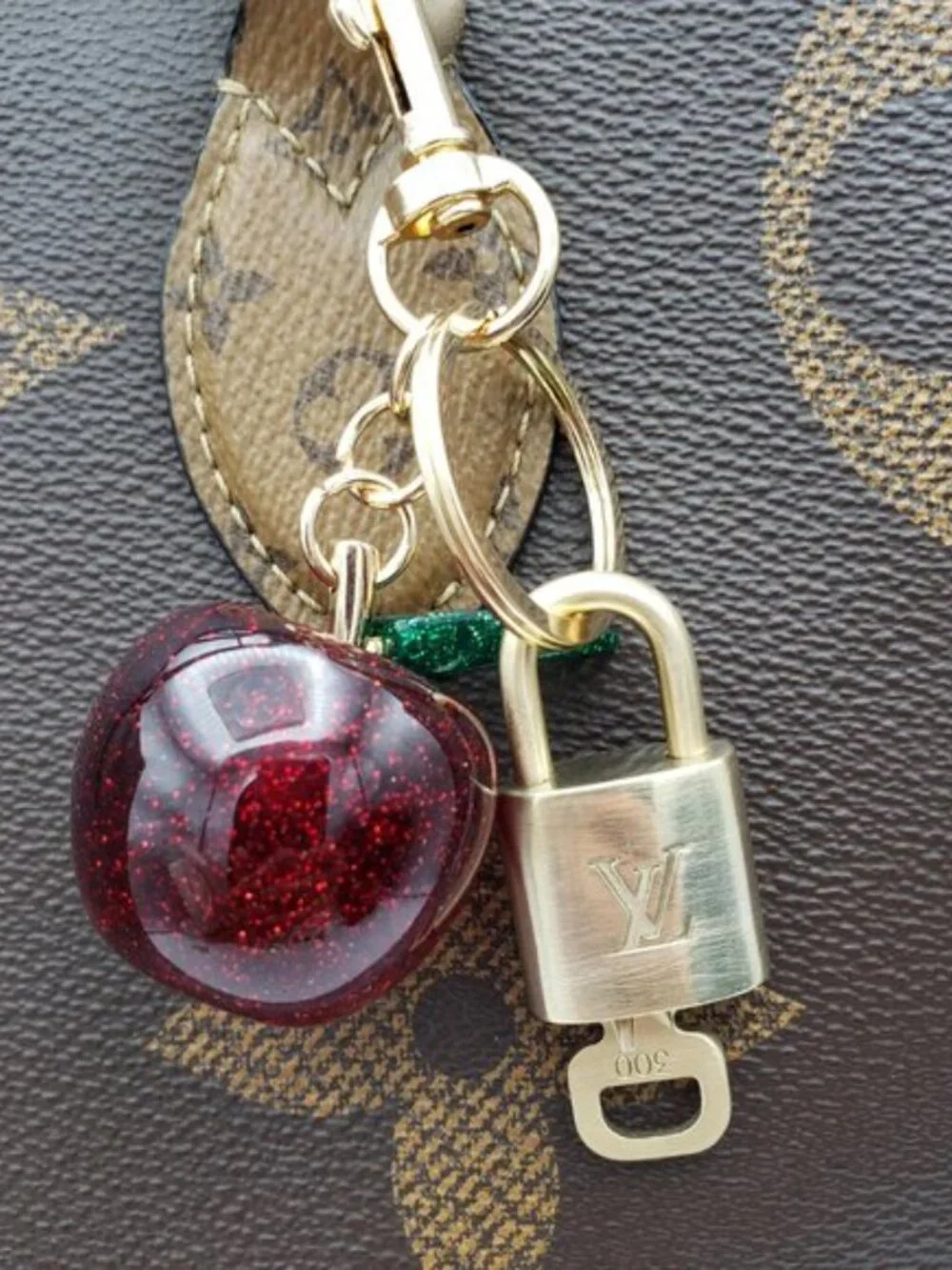 Louis Vuitton Gold Padlock 🔑 Authentic LV Unbranded Apple Keychain Bag Charm